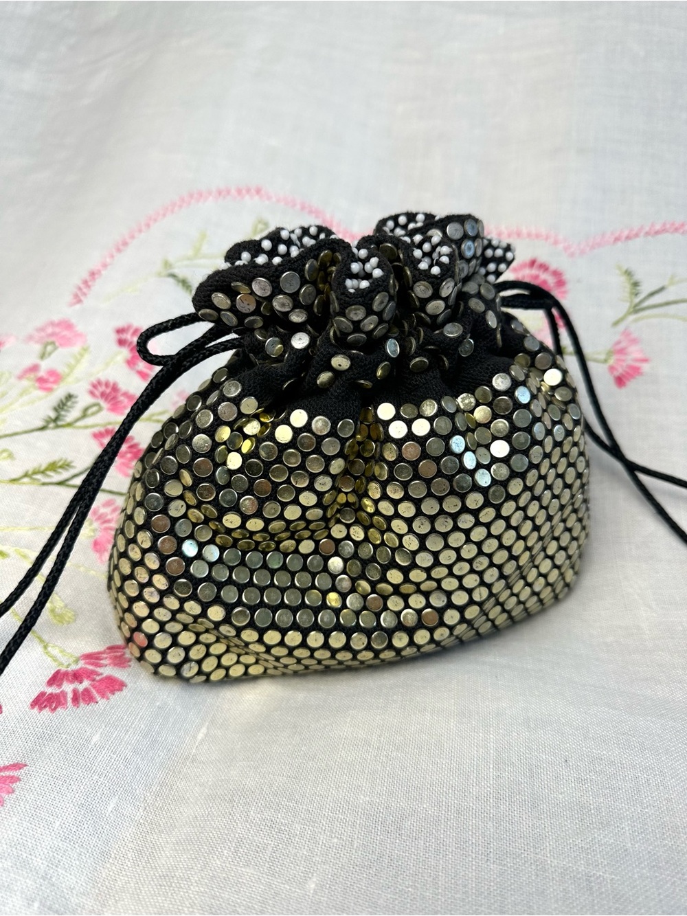 Vintage Reversible London Beaded & Gold Sequin Evening Bag